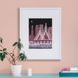 Zakim Bridge in the Snow Boston Print: Small 5"x7"