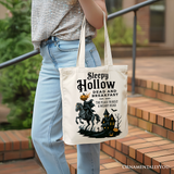 Headless Horseman Sleepy Hollow Halloween Canvas Tote Bag, Dead and Breakfast Retro Gift: Beige