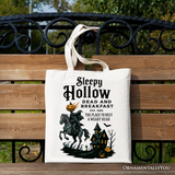 Headless Horseman Sleepy Hollow Halloween Canvas Tote Bag, Dead and Breakfast Retro Gift: Beige