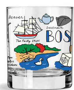 Boston Collage Souvenir Rocks Glass