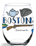 Boston Collage Souvenir Wine Glass