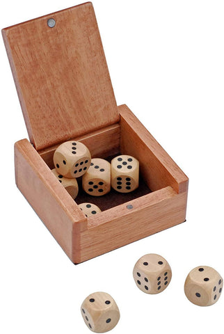 Wooden Dice Box and 8 Wooden Dice