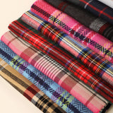 Classic Plaid Winter Scarf with Fringes: ATW19002- PINK / One Size