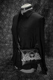 Black Memento Mori Embroidered Small Crossbody Bag – Handmade, Vegan Leather, Silver Hardware