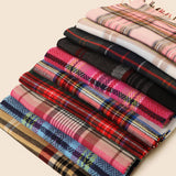 Classic Plaid Winter Scarf with Fringes: ADB761- BLUE / One Size
