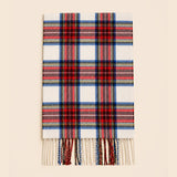 Classic Plaid Winter Scarf with Fringes: ADB761- BLUE / One Size