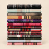 Classic Plaid Winter Scarf with Fringes: ATW19002- PINK / One Size