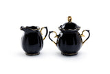 Black Gold Scallop Fine Porcelain Sugar and Creamer Set