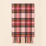 Classic Plaid Winter Scarf with Fringes: ADB761- BLUE / One Size