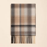 Classic Plaid Winter Scarf with Fringes: ATW19002- PINK / One Size