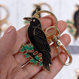 Raven Enamel Keychain
