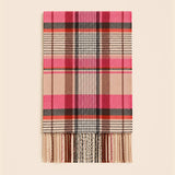 Classic Plaid Winter Scarf with Fringes: ATW19002- PINK / One Size