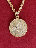 Gold USA Coin on 30" Rope Chain Necklace
