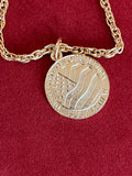 Gold USA Coin on 30" Rope Chain Necklace