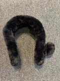 Faux Fur Scarf with Button Closure Black