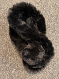 Faux Fur Scarf with Button Closure Black