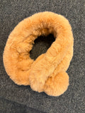 Faux Fur Scarf with Button Closure Tan