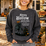Headless Horseman Sleepy Hollow Halloween Dark Sweatshirt, Dead and Breakfast Retro Sweater: Navy / L