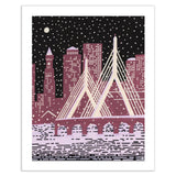 Zakim Bridge in the Snow Boston Print: Small 5"x7"