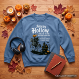 Headless Horseman Sleepy Hollow Halloween Dark Sweatshirt, Dead and Breakfast Retro Sweater: Navy / 2XL