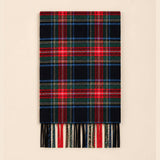 Classic Plaid Winter Scarf with Fringes: ATW19002- PINK / One Size
