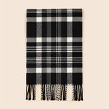 Classic Plaid Winter Scarf with Fringes: ATW19002- PINK / One Size
