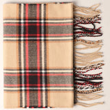 Cashmere Feel Plaid Pattern Scarf - Multiple-Pattern Print: ATW21001-CAMEL / ONE SIZE