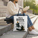Headless Horseman Sleepy Hollow Halloween Canvas Tote Bag, Dead and Breakfast Retro Gift: Beige
