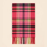 Classic Plaid Winter Scarf with Fringes: ATW19002- PINK / One Size