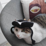 Black Tricorn cat hat Pirate cat costume Catlover gift