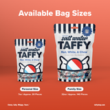 Red White & Chew™ Taffy (Cherry+Lime+Blue Raspberry): Personal (7oz)