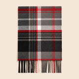 Classic Plaid Winter Scarf with Fringes: ADB761- BLUE / One Size